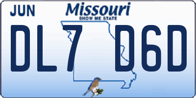 MO license plate DL7D6D