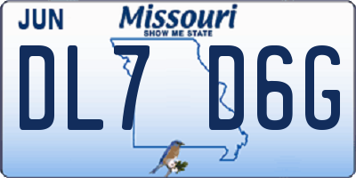 MO license plate DL7D6G