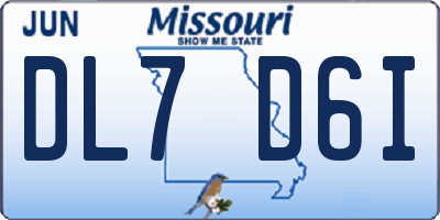 MO license plate DL7D6I