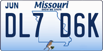 MO license plate DL7D6K