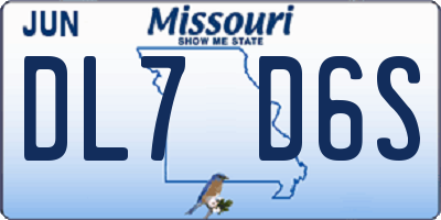 MO license plate DL7D6S