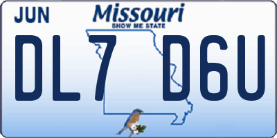MO license plate DL7D6U