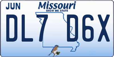 MO license plate DL7D6X