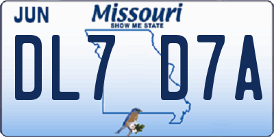 MO license plate DL7D7A