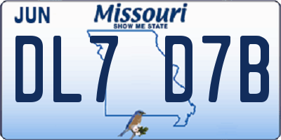 MO license plate DL7D7B