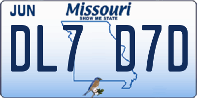 MO license plate DL7D7D