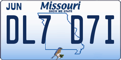MO license plate DL7D7I