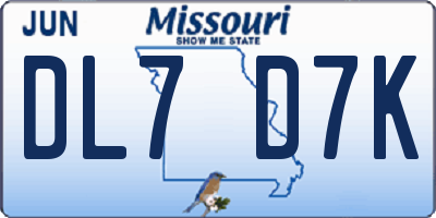 MO license plate DL7D7K