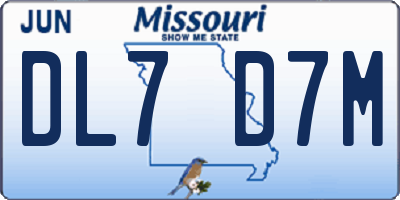 MO license plate DL7D7M