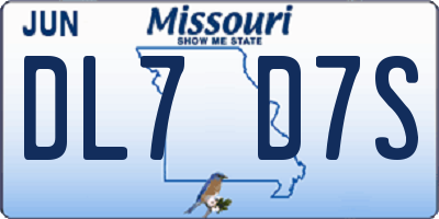 MO license plate DL7D7S