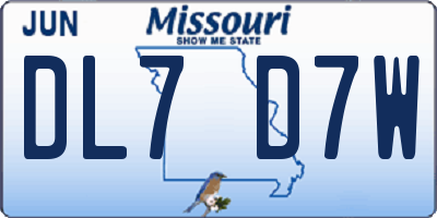 MO license plate DL7D7W