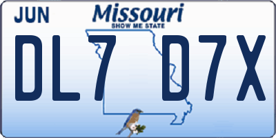 MO license plate DL7D7X