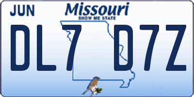 MO license plate DL7D7Z