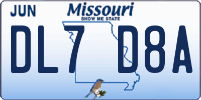 MO license plate DL7D8A