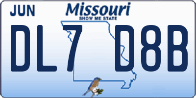 MO license plate DL7D8B