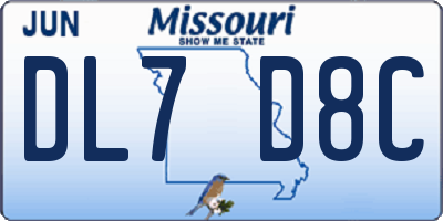 MO license plate DL7D8C