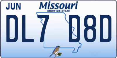 MO license plate DL7D8D