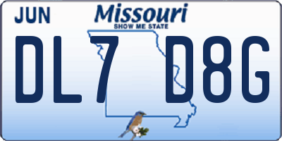 MO license plate DL7D8G