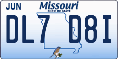 MO license plate DL7D8I