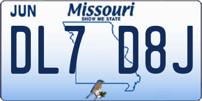 MO license plate DL7D8J