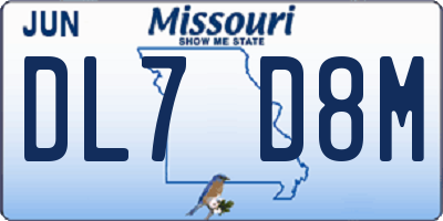 MO license plate DL7D8M