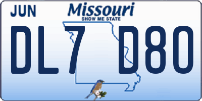 MO license plate DL7D8O