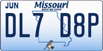 MO license plate DL7D8P