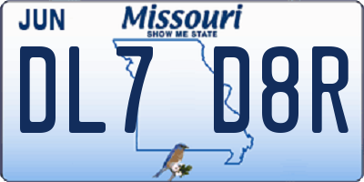 MO license plate DL7D8R