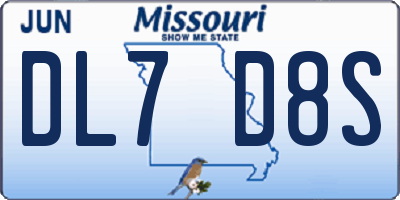 MO license plate DL7D8S