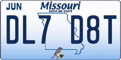 MO license plate DL7D8T