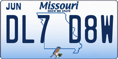 MO license plate DL7D8W