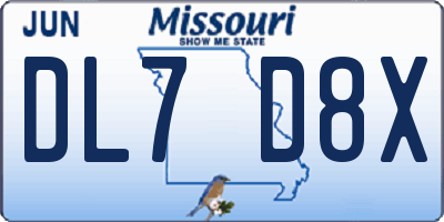 MO license plate DL7D8X