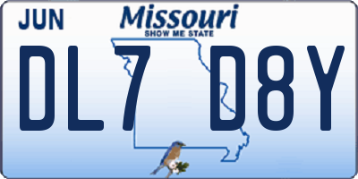 MO license plate DL7D8Y