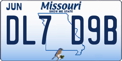 MO license plate DL7D9B