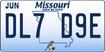 MO license plate DL7D9E