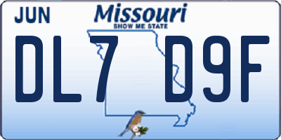 MO license plate DL7D9F