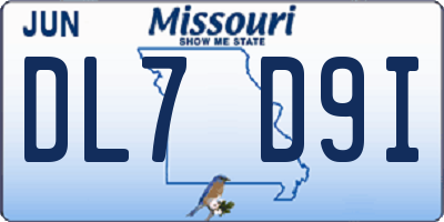 MO license plate DL7D9I