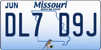 MO license plate DL7D9J