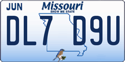 MO license plate DL7D9U