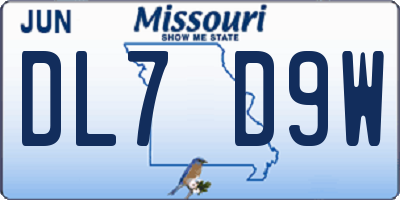 MO license plate DL7D9W