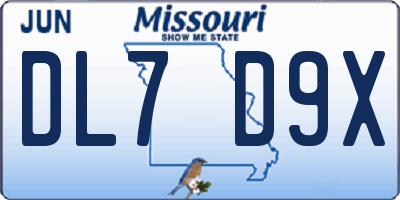 MO license plate DL7D9X