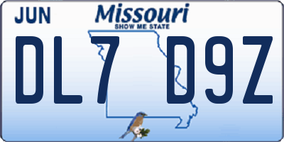 MO license plate DL7D9Z