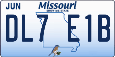 MO license plate DL7E1B
