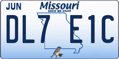 MO license plate DL7E1C