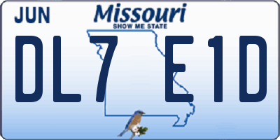 MO license plate DL7E1D