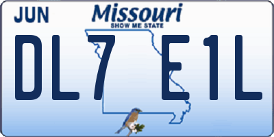 MO license plate DL7E1L