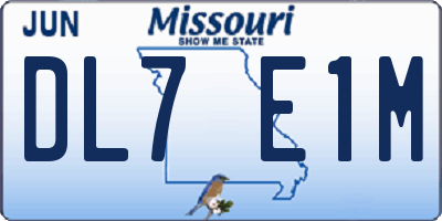 MO license plate DL7E1M