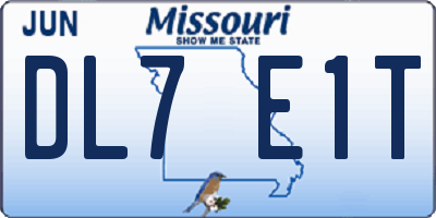 MO license plate DL7E1T