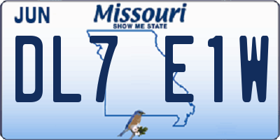 MO license plate DL7E1W
