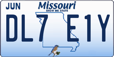 MO license plate DL7E1Y